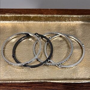 Chic Silver and Black Bracelet Set